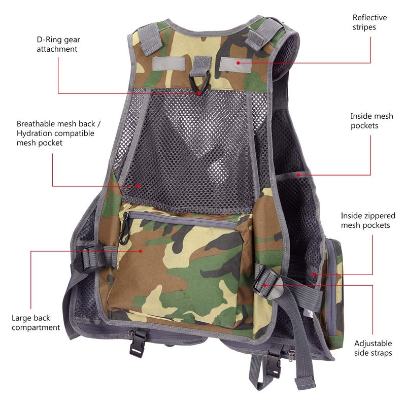 BASSDASH Fly Fishing Vest Multi Pocket Waistcoat Adjustable Size Gifts for Men Women - Image 4